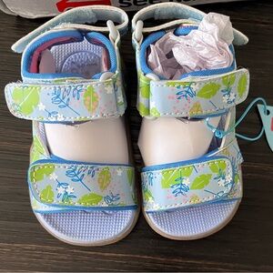See Kai Run Light Blue Floral Hook-and-Loop Sandals